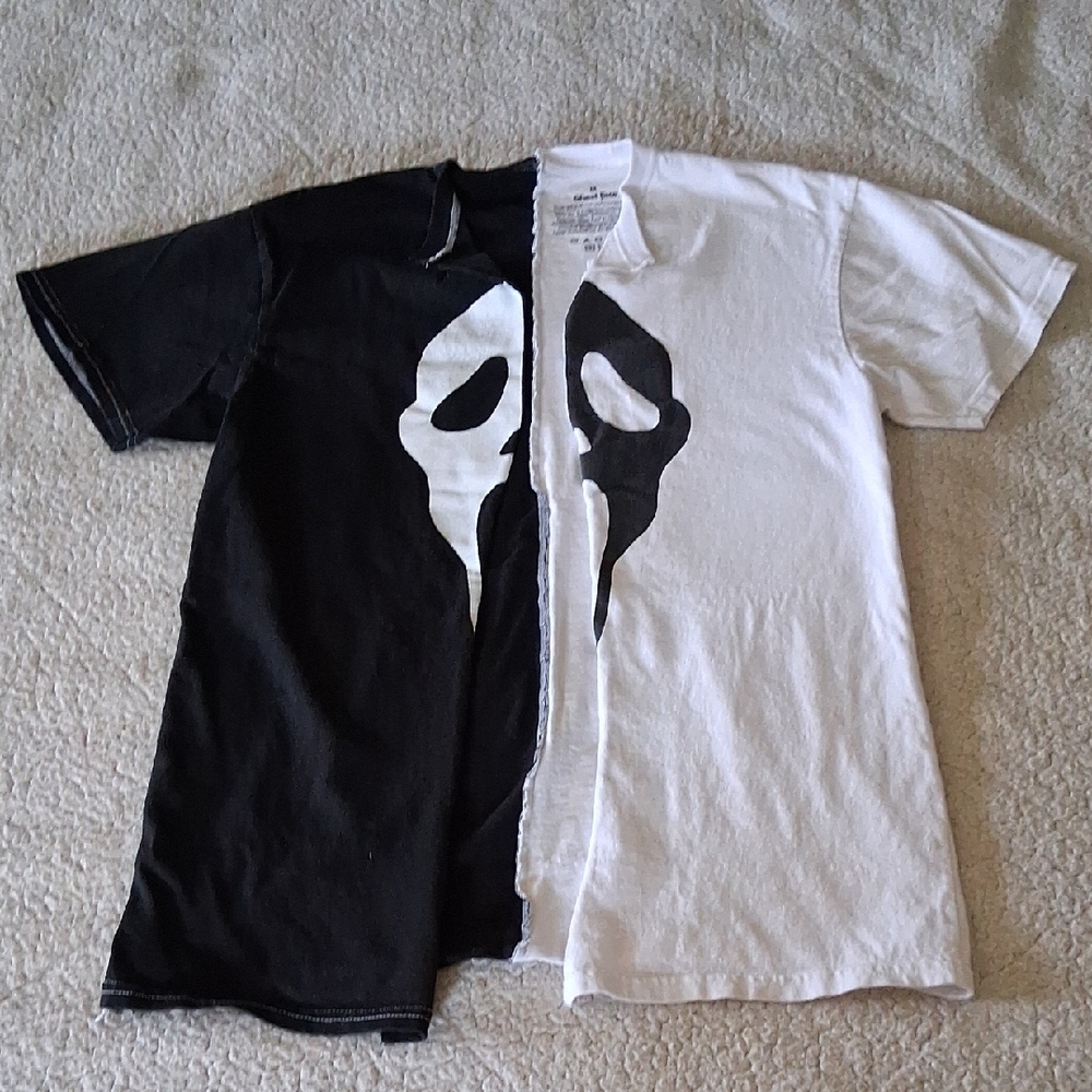 Ghost Face Monochrome Split Graphic Tee
